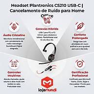 Foto 2 do produto Headset Plantronics Blackwire C5210 Mono USB-C e P2 com Microfone de Cancelamento de Ruído
