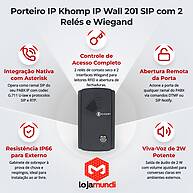 Foto 3 do produto Porteiro IP Khomp IP Wall 201 SIP com 2 Relés e Interface Wiegand