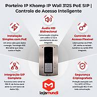 Foto 2 do produto Porteiro IP Khomp IP Wall 312S PoE – SIP, Teclado Numérico e Controle de Acesso