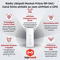 Foto 3 do produto Rádio Ubiquiti Rocket Prism RP-5AC-Gen2 5GHz airMAX ac com airPrism e GPS