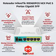 Foto 3 do produto Roteador MikroTik RB960PGS hEX PoE 5 Portas Gigabit SFP