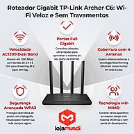 Foto 3 do produto Roteador TP-Link Archer C6 AC1200 Gigabit Dual Band 4 Antenas