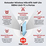 Foto 3 do produto Roteador Wireless MikroTik hAP Lite RB941-2nD-TC 4 Portas
