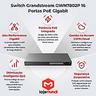 Foto 4 do produto Switch Grandstream GWN7802P 16 Portas PoE Gigabit 4 SFP