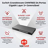 Foto 6 do produto Switch Grandstream GWN7803 24 Portas Gigabit + 4 SFP Gerenciável Layer 2+