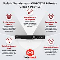 Foto 3 do produto Switch Grandstream GWN7811P 8 Portas Gigabit PoE+ L3