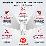 Foto 3 do produto Telefone IP Fanvil H2U 2 Linhas SIP PoE Áudio HD Compacto Branco