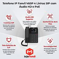 Foto 5 do produto Telefone IP Fanvil V60P 4 Linhas SIP PoE 2 Portas 10/100