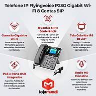 Foto 2 do produto Telefone IP Flyingvoice P23G Gigabit Wi-Fi 8 Contas SIP PoE com Tela Colorida 2,8" e USB 2.0