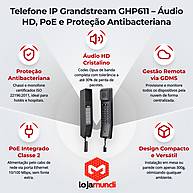 Foto 2 do produto GHP611 Grandstream: Telefone IP de Hotelaria PoE, 2 Linhas SIP, Preto