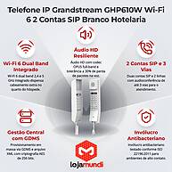 Foto 3 do produto GHP610W Grandstream: Telefone IP de Hotelaria Wi-Fi Dual Band, 2 Linhas SIP, Branco