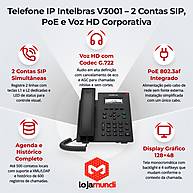 Foto 3 do produto Telefone IP Intelbras V3001 - 2 Contas SIP, PoE 802.3af, Voz HD e Display Gráfico 128x48