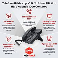 Foto 4 do produto Telefone IP Khomp K1 N - 2 Linhas SIP, Display Gráfico 128x64, Voz HD, Codec Opus e Agenda para 1000 Contatos