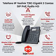 Foto 3 do produto Telefone IP Yealink SIP-T31G - 2 Contas SIP, Gigabit Ethernet e Áudio HD