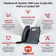 Foto 3 do produto Telefone IP Yealink T31P - 2 Linhas SIP, Áudio HD e PoE para Escritório