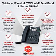 Foto 3 do produto Telefone IP Yealink T31W Wi-Fi Dual Band 2 Linhas SIP PoE