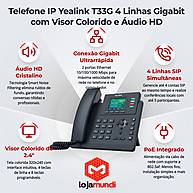 Foto 3 do produto Telefone IP Yealink SIP-T33G — 4 Linhas, Gigabit Ethernet, PoE e Visor Colorido 2.4"