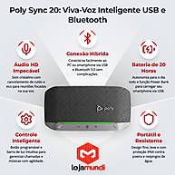 Foto 2 do produto Viva-Voz Poly Sync 20 USB Bluetooth Conferência Portátil